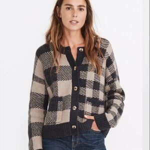 Plaid Mix Colburne Cardigan in Textured Yarn
